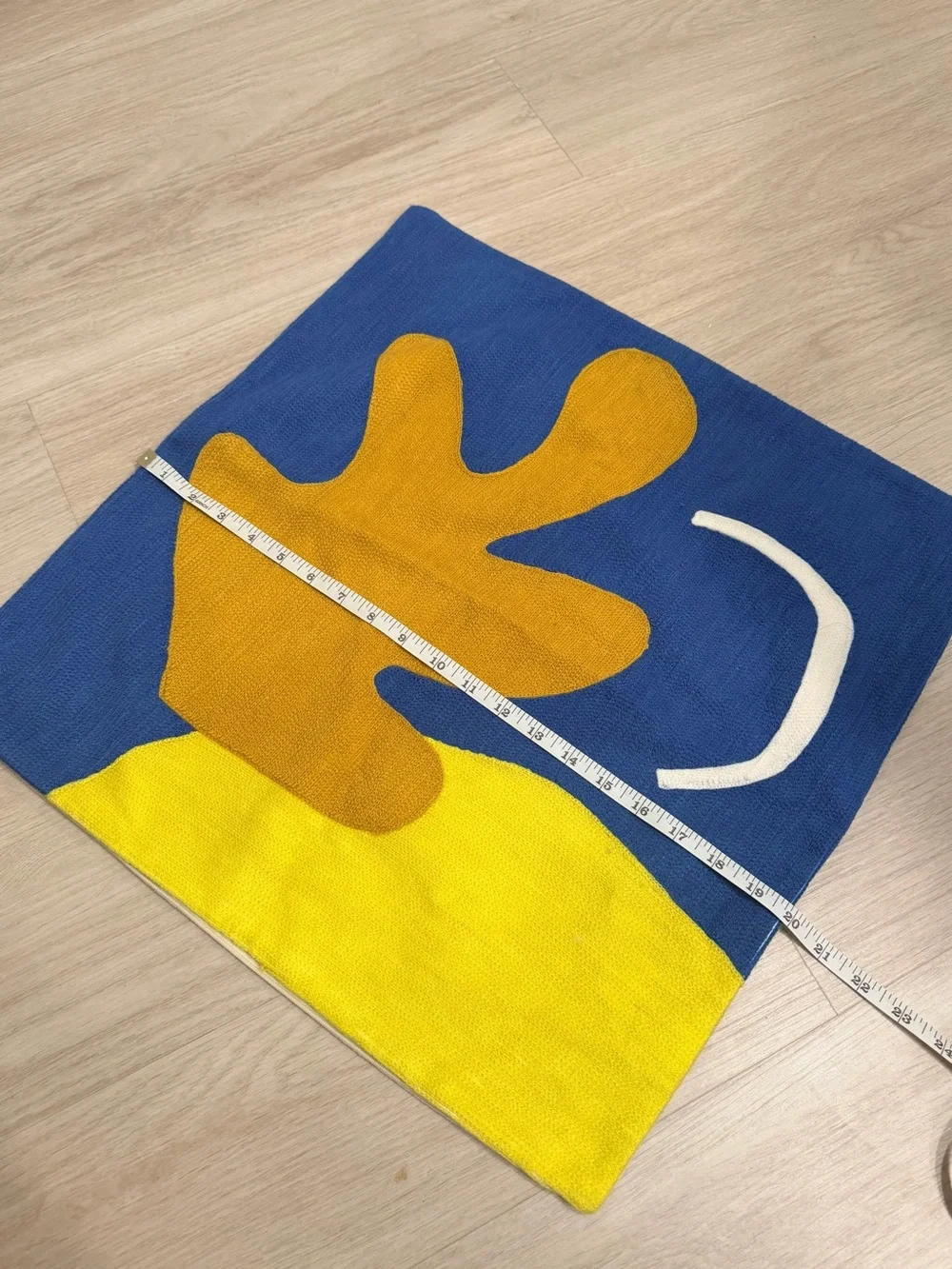 West Elm Blue and Yellow Abstract Knit Pillow Cover